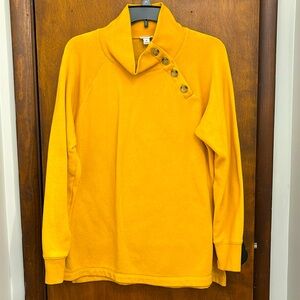 J. Crew Factory Button-Neck Pullover Sweatshirt, Mustard Yellow, Size M
